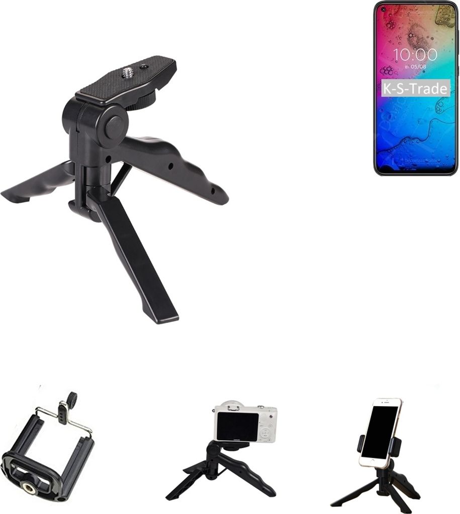K-S-Trade Stativ Tisch-Ständer Dreibein Handy-Stativ Ständer kompatibel mit BQ Mobile BQ-6430L Aurora Mini-Stativ Smartphone Tripod Handy-Stativ aus