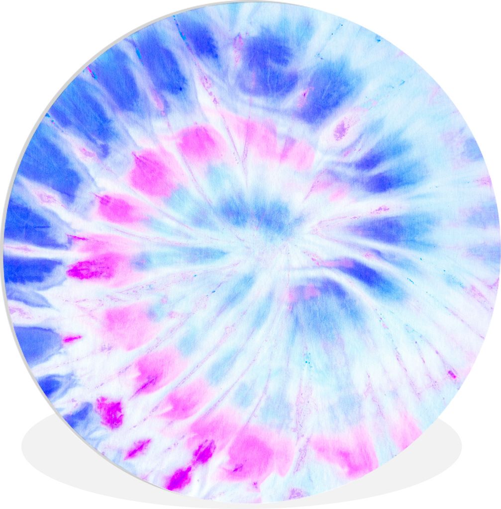 MuchoWow Rundes Wandbild - Runde Bilder Sommer - Krawattenfärbung - Lila Ø 60 cm Kreis Wanddekoration Kunststoff - Wandkreis - Wandschmuck - Wa...