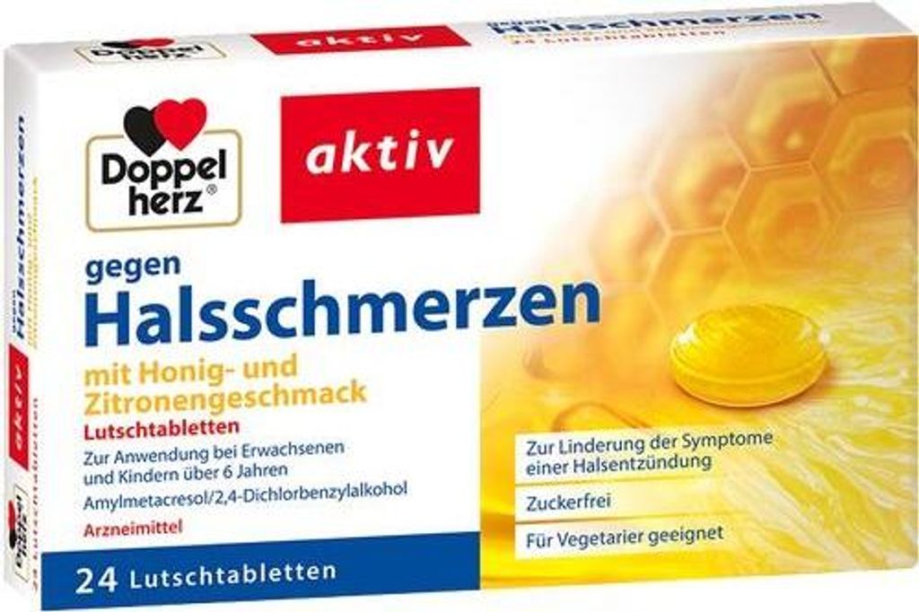DOPPELHERZ gegen Halsschmerzen Lutschtabletten, 24 St Produktbild 