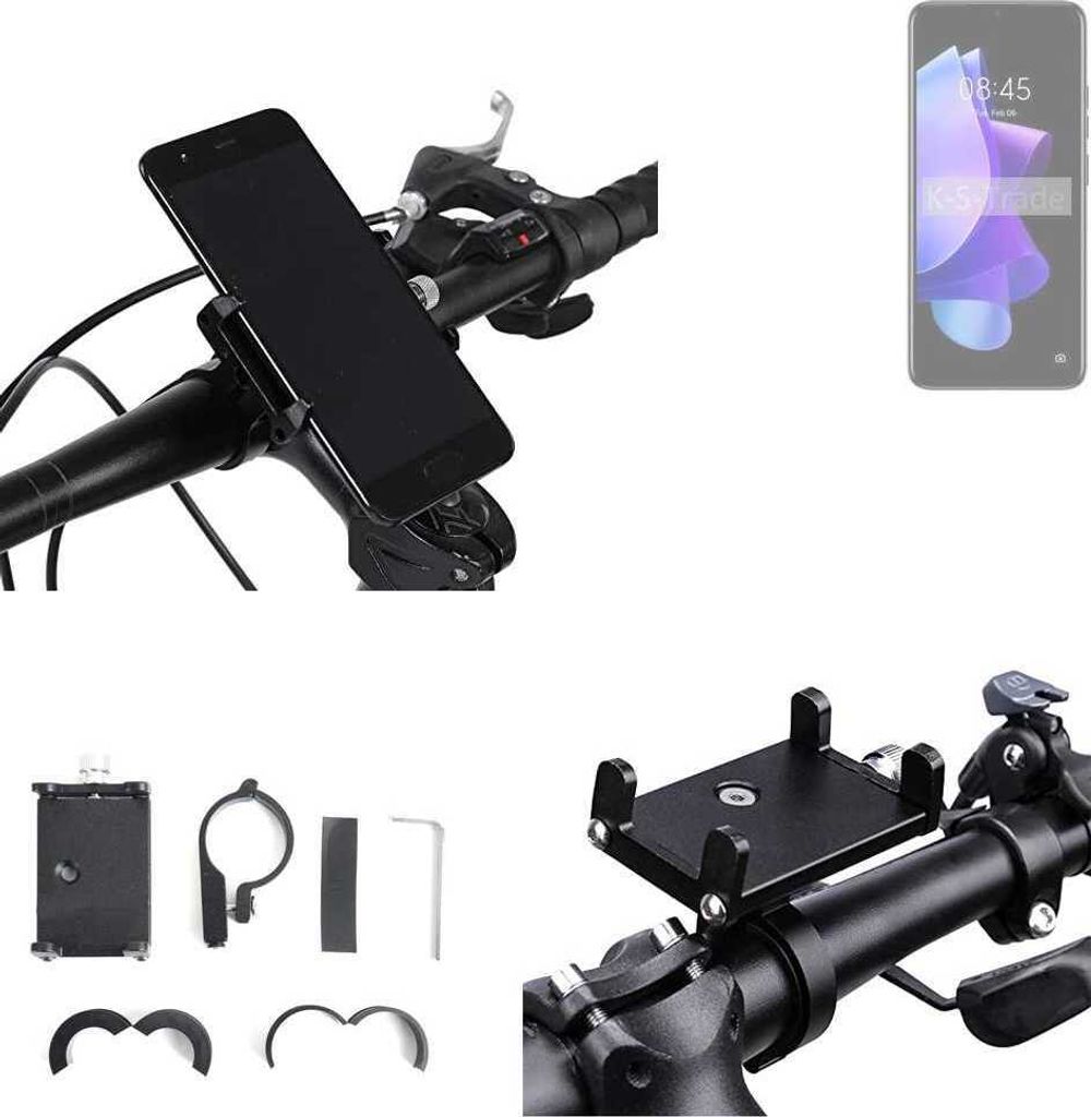 K-S-Trade Handyhalterung für das Fahrrad kompatibel mit Tecno Pop 7 Pro Halter Lenkstange Fahrradhalterung Motorrad Bike Mount Befestigung Smartphone