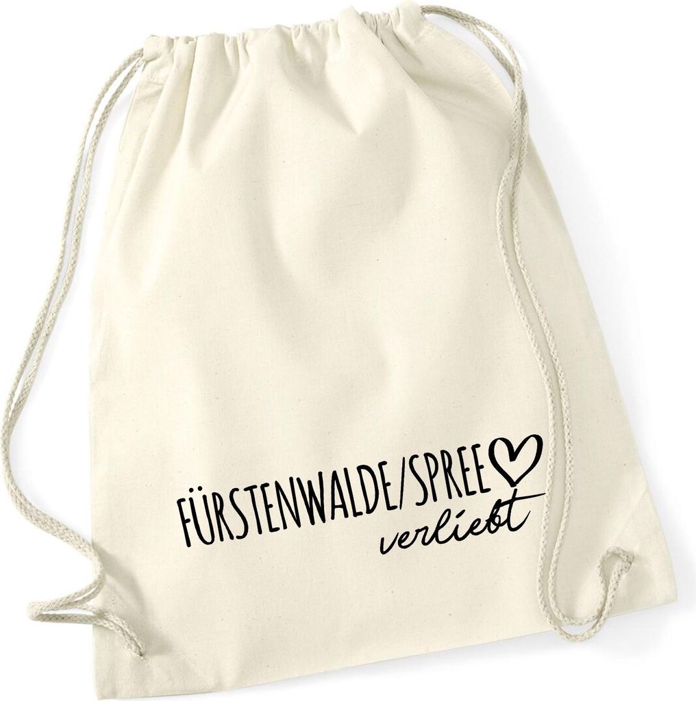 Huuraa Turnbeutel Fürstenwalde/Spree verliebt 12 Liter Natural Baumwolle Rucksack Geschenkidee