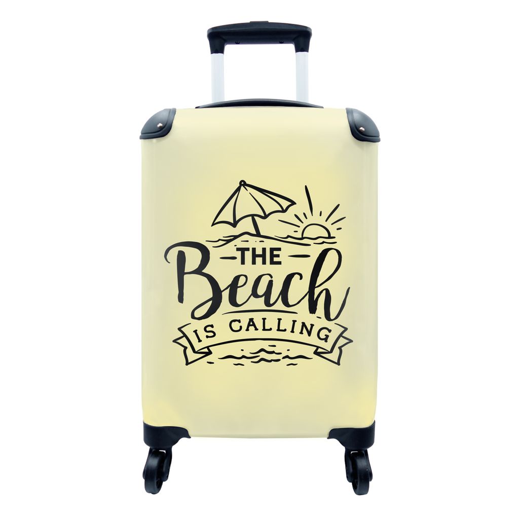 MuchoWow Koffer Handgepäck Trolley Rollkoffer Kleine Reisekoffer mit 4 Rollen - Sommer - Strand - Sonnenschirm - Sprichwörter - Cabin Size < 55...