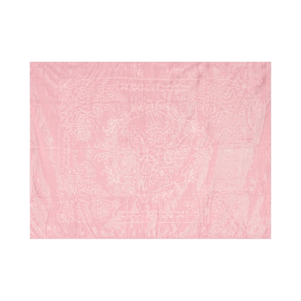 Almina Extra Weiche Wolldecke 160x220 cm 100%.Polyester mit Blumen Muster Waschmaschinengeeignet Rosa