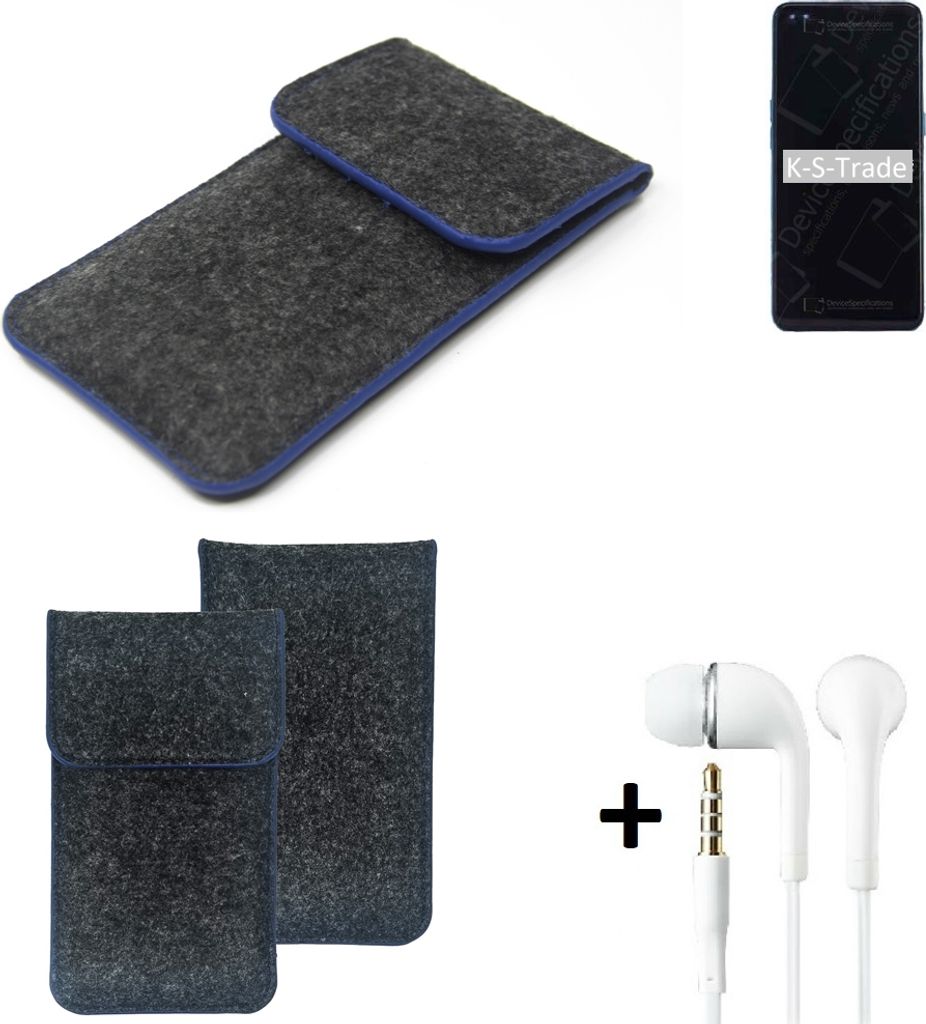 K-S-Trade Handy Schutz Hülle kompatibel mit Oppo Reno4 Schutzhülle Handyhülle Filztasche Pouch Tasche Case Sleeve Filzhülle dunkelgrau, blauer