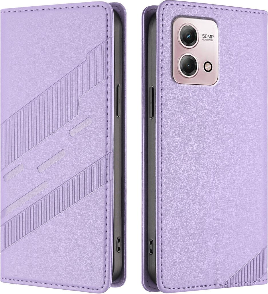 Hülle für Motorola Moto G Stylus 4G 2023, Kunstleder Brieftaschen Handyhülle mit Kartenfach und Standfunktion Violett