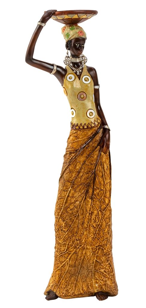 Moderne Skulptur Dekofigur Frau Afrikanerin gold/braun Höhe Produktbild 