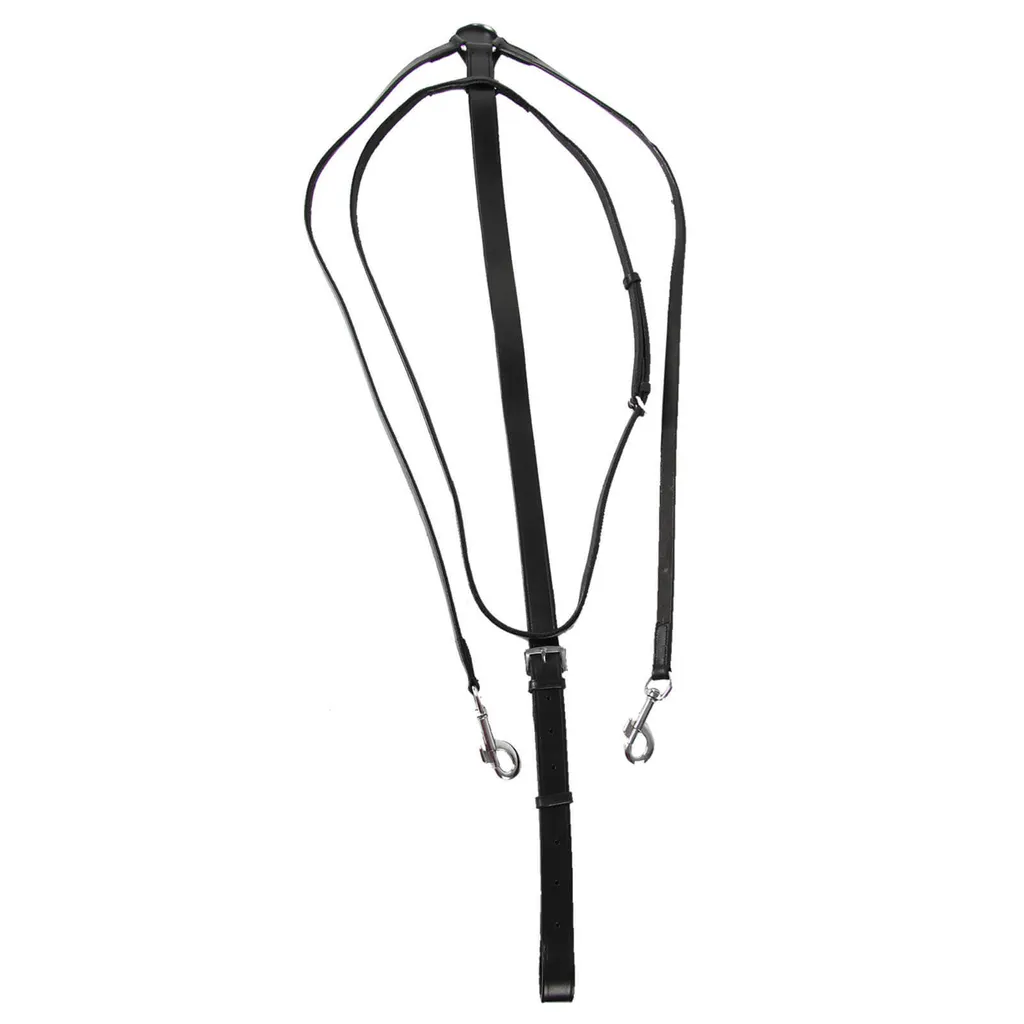 Martingale pour Saut d'Obstacles Poney - Cuir Noir Star Spéciale