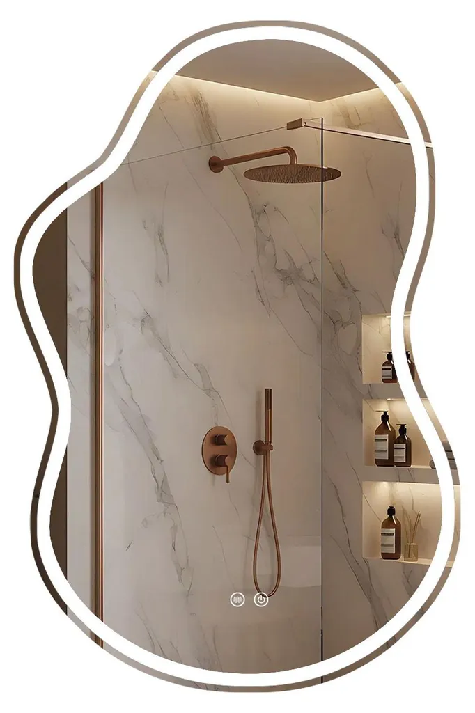 Grand Miroir de Salle de Bain LED Rea Uno 120x100 avec Cadre Transparent