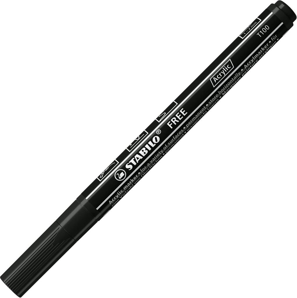 STABILO FREE Acrylic T100 schwarz mit Sleeve