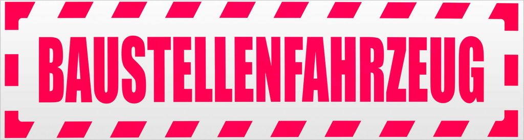 Kiwistar Baustellenfahrzeug gestreift Magnetschild Schild magnetisch - 20cm Neonpink - Magnetfolie für Auto PKW Kfz