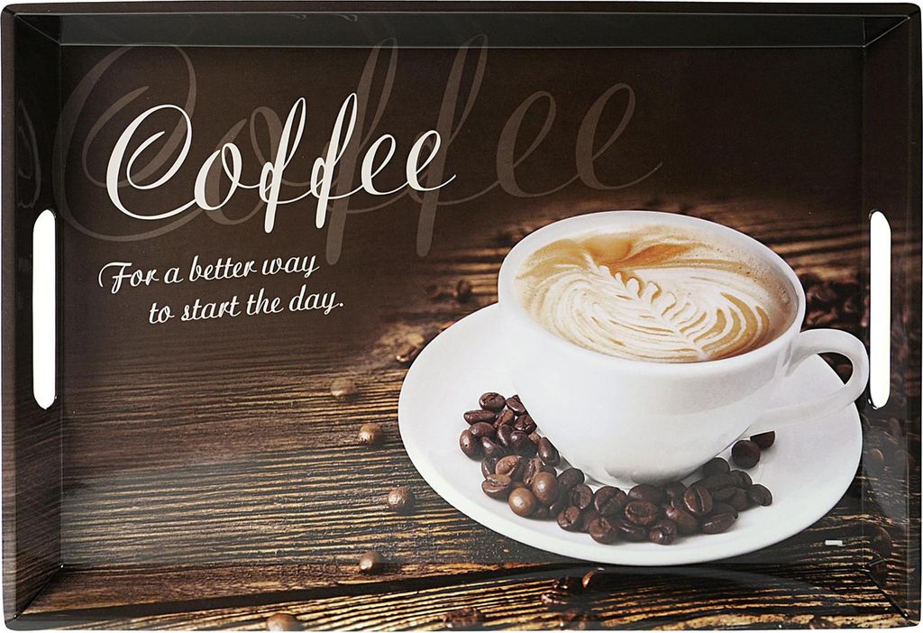 Melaminowa taca do serwowania COFFEE 50x35cm biała Zdjęcie produktu 