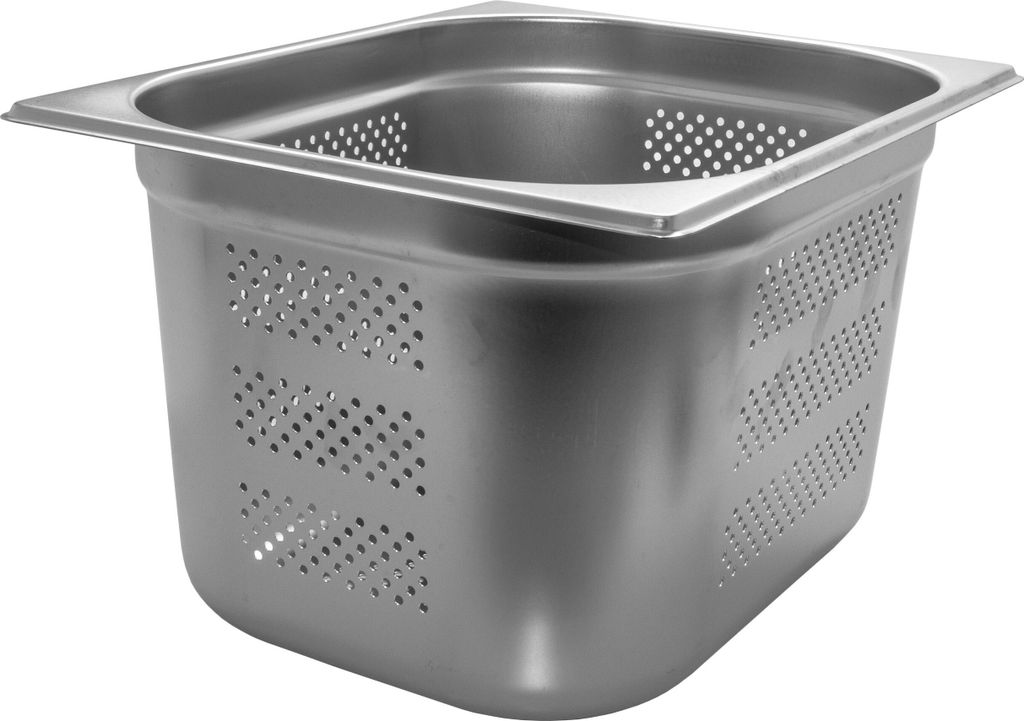AcMax GN 1/2 Gastronormbehälter GN-Behälter Edelstahl 12,5 Liter Tiefe 200mm GELOCHT