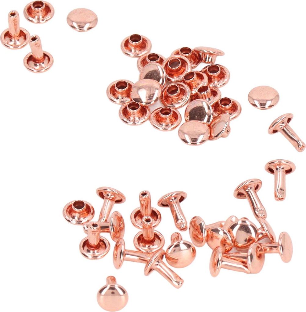 100 Sets doppelseitige Nieten 7x8 mm, Eisen-Ledernieten, DIY-Rundnieten für Kleidung, Taschen, Schuhkartons, RosšŠgold