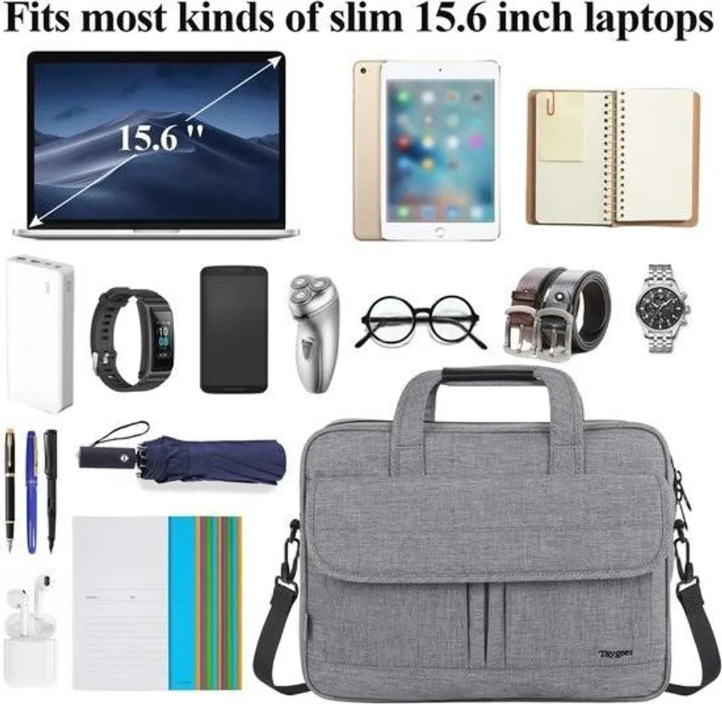 Sacoche ordinateur 15,6 pouces imperméable - Sac multifonction robuste