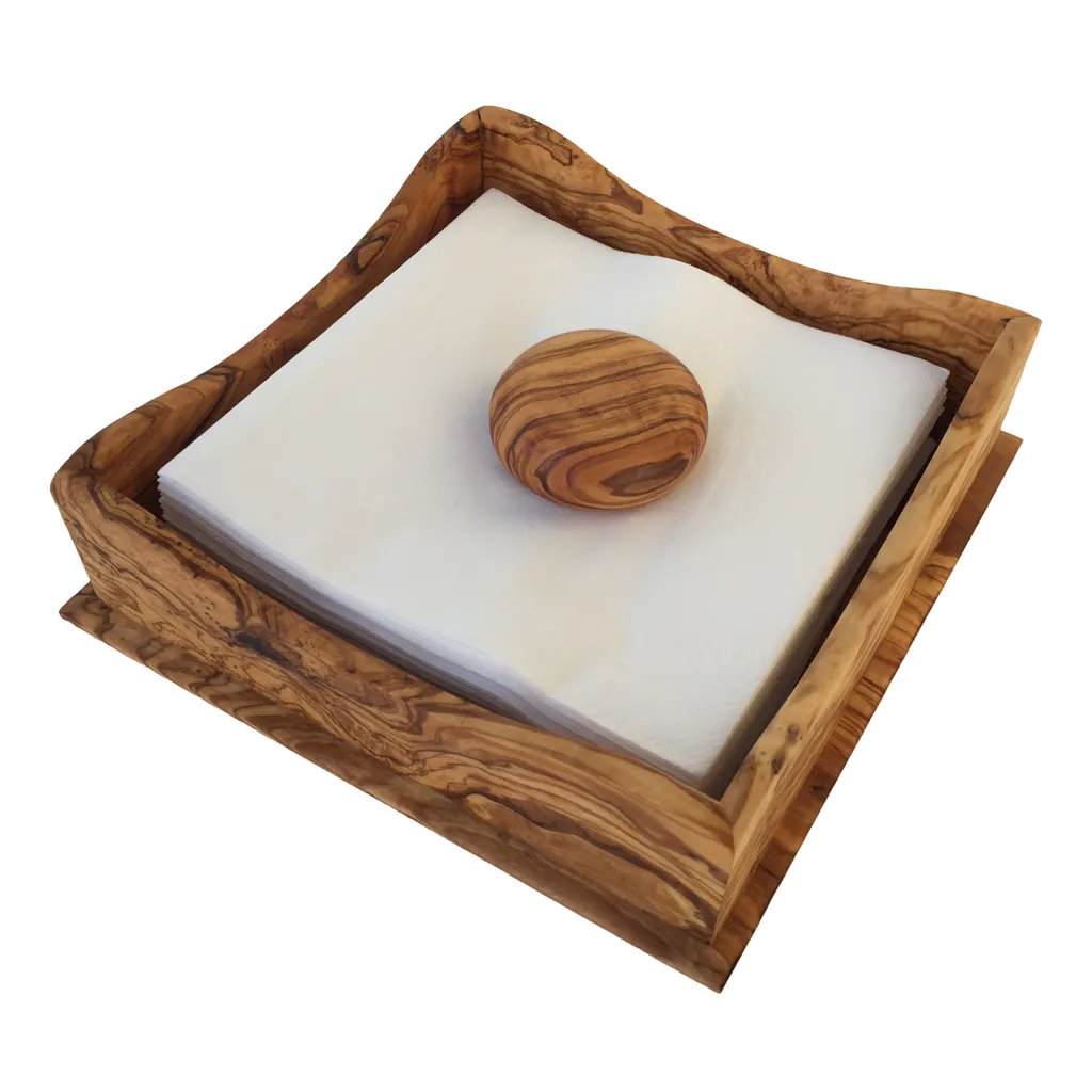 Support serviettes pour table extérieure en bois d'olivier et lest - 5