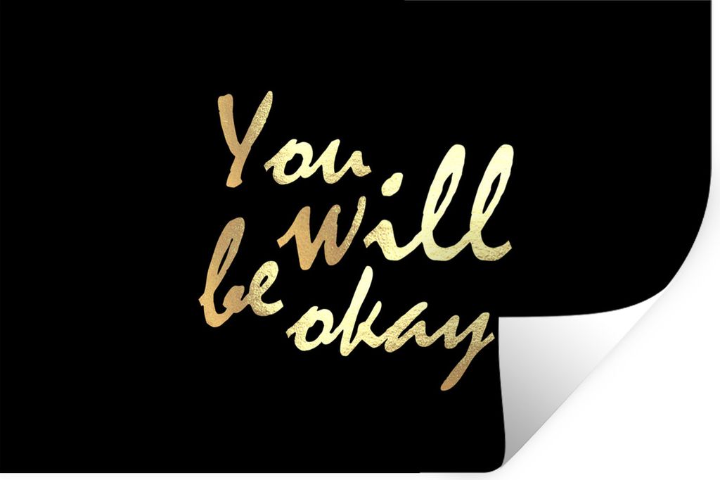 MuchoWow Wandtattoo Wandsticker Wandaufkleber Zitat - Motivation - Gold - Schwarz 60x40 cm Selbstklebend und Repositionierbar - Wierderverwendbar...