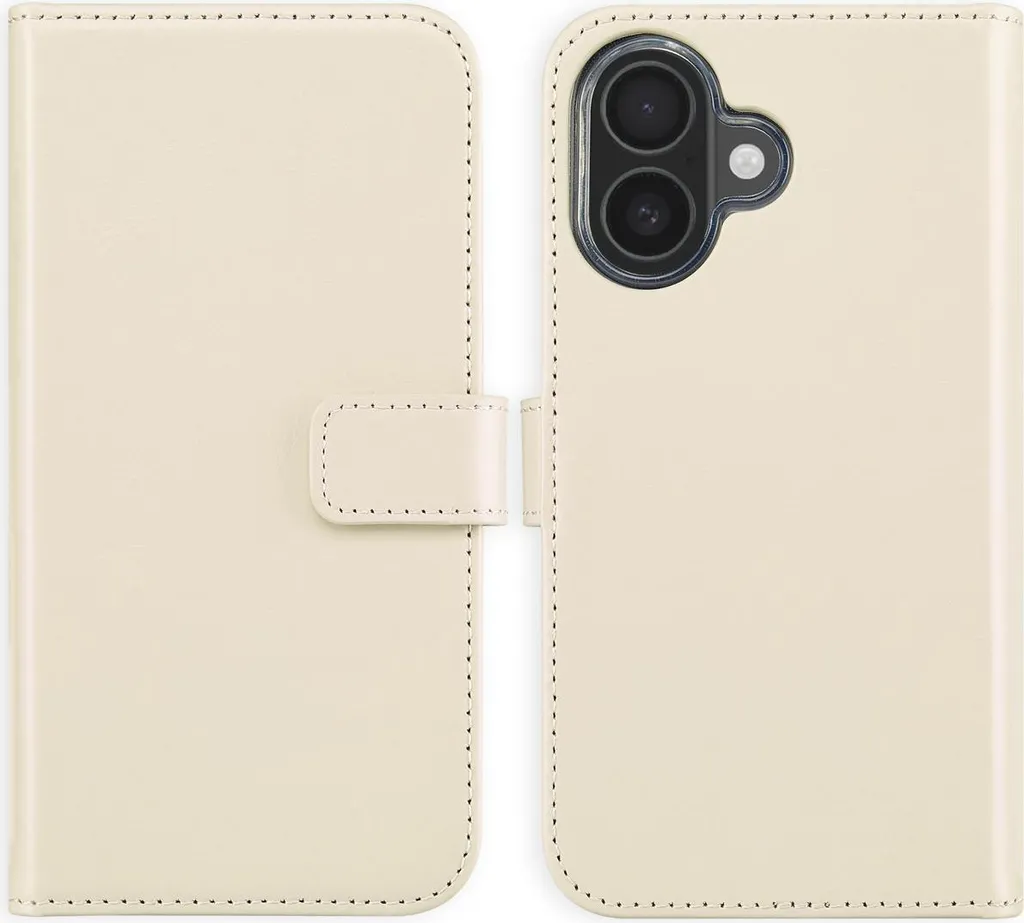 Cover iPhone 16 Selencia Pelle Greige - Custodia Portafoglio Premium