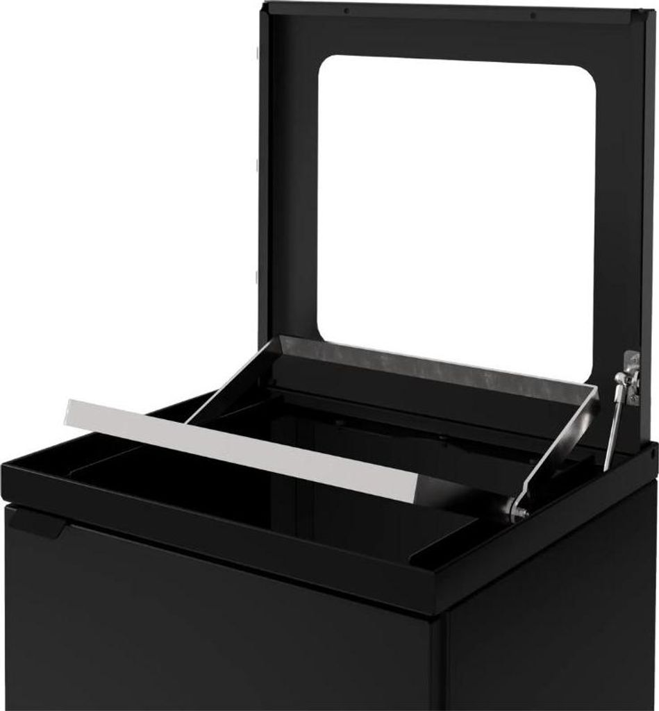 Stahl-Abfallbehälter mit 100 Liter Kapazität und Fronttür in Schwarz / Anthrazitgrau / Weiß, Farbe:Schwarz