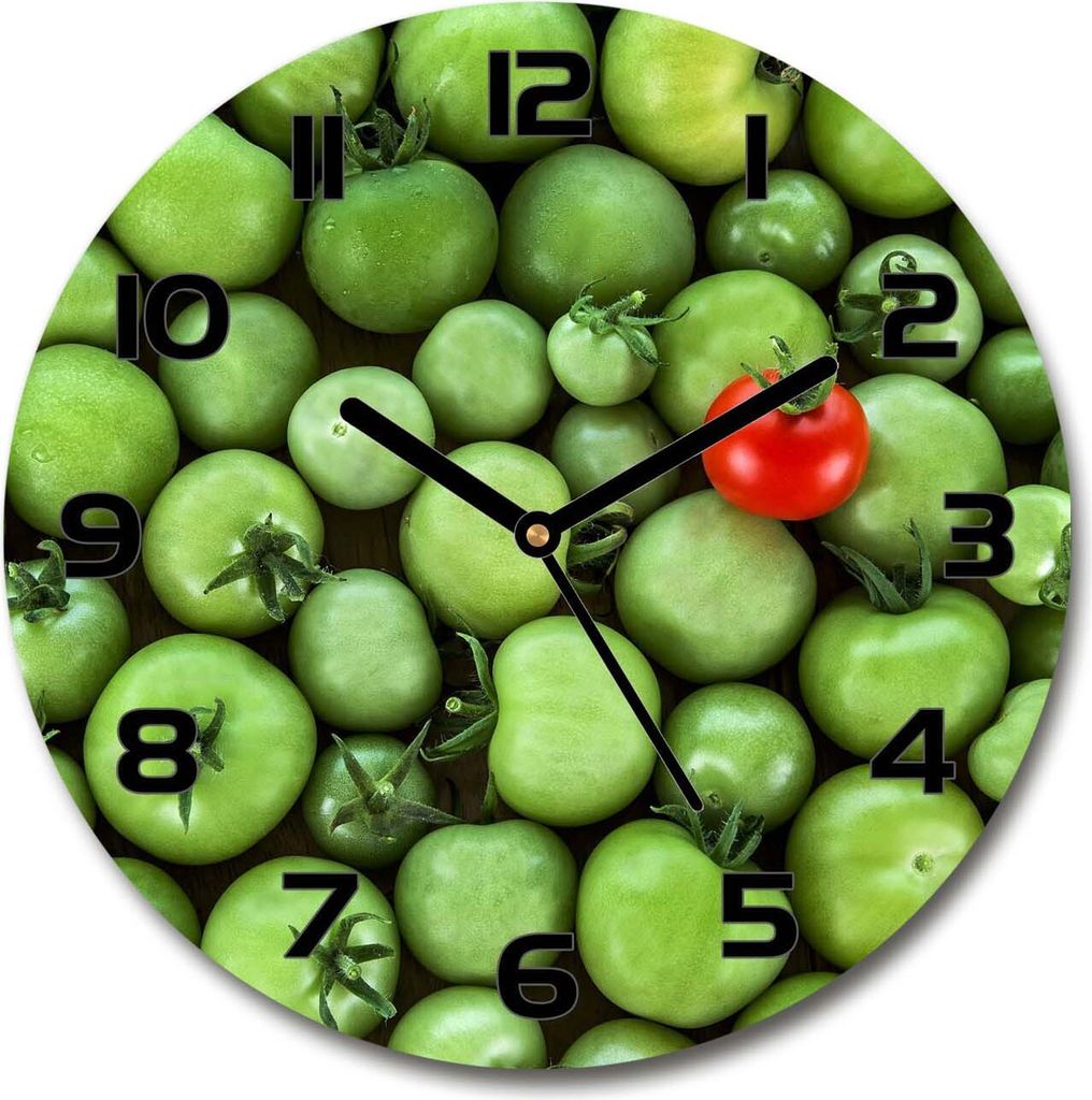 Wanduhr aus Glas 30fi Glasbild Glasuhr Gehärtetes Glas - schwarze-zeiger - Ripe tomato