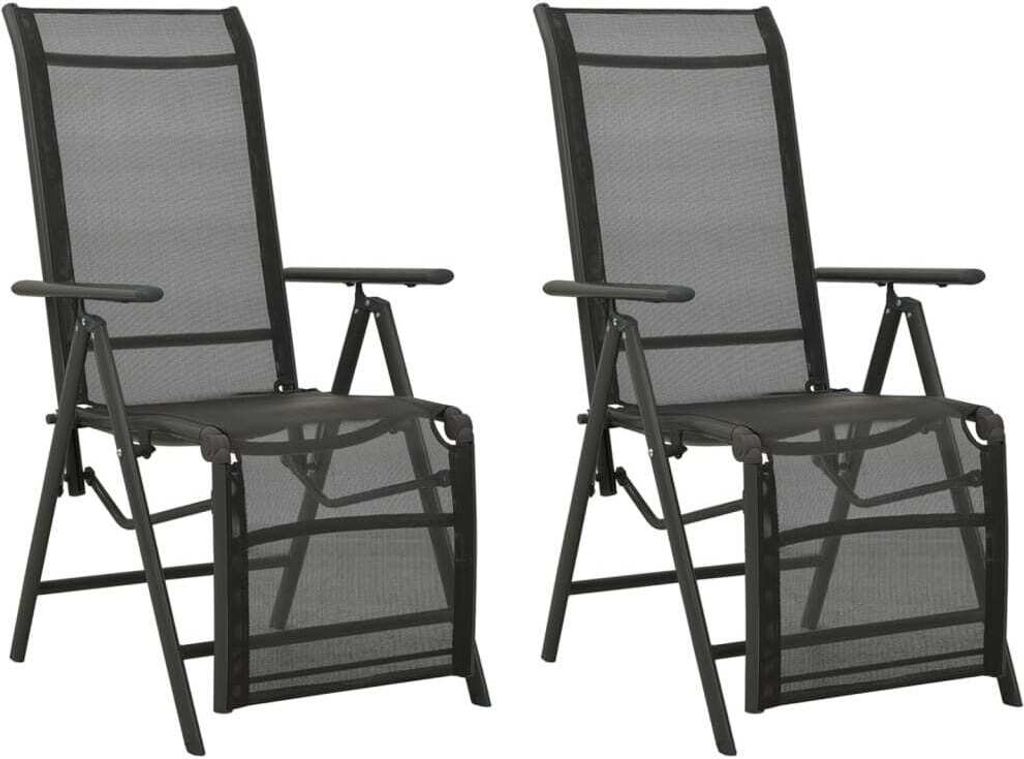 The Living Store Garten-Liegestühle 2 Stk. Textilene und Aluminium Schwarz
