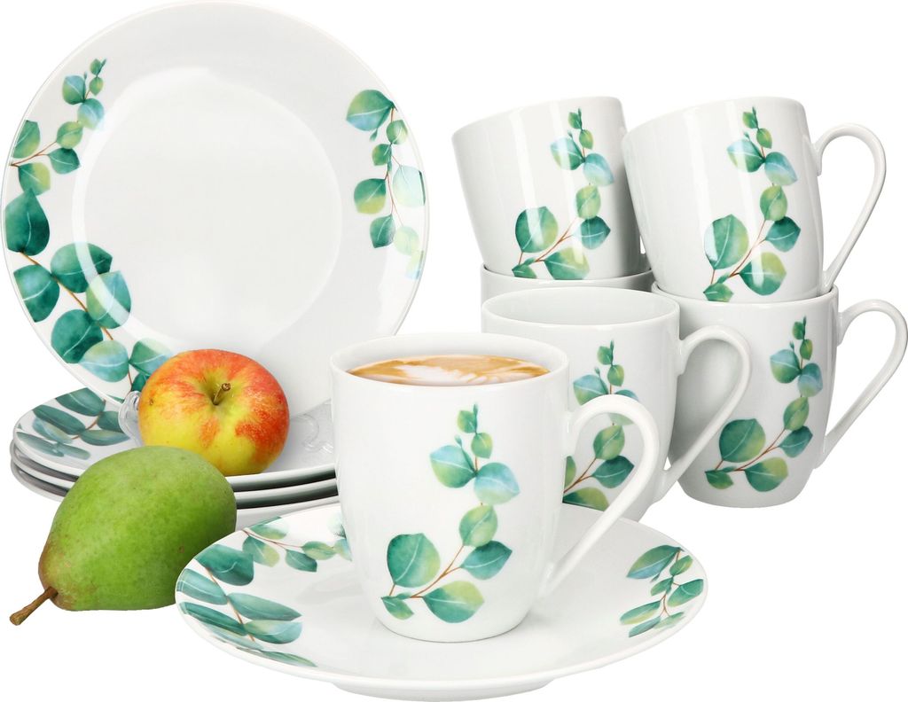 Eukalyptus 12tlg Frühstücksset Porzellan 6 Personen kleine Produktbild 