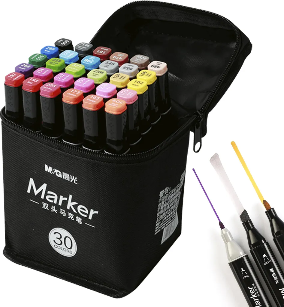 Marqueur d'art M&G anti-traces - Feutre alcool 30 couleurs double face