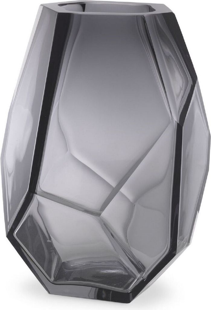 Casa Padrino Luxus Deko Glas Vase Grau 18 x 16 x H. 22 cm - Elegante mundgeblasene Blumenvase - Luxus Deko Accessoires