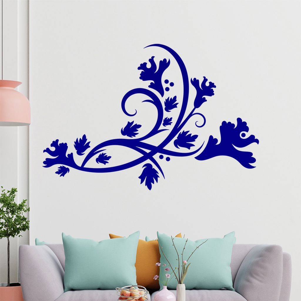 Ranken Blüte geschwungen Wandtattoo in 6 Größen - Wandaufkleber Wall Sticker - Dekoration, Küche, Wohnzimmer, Schlafzimmer, Badezimmer