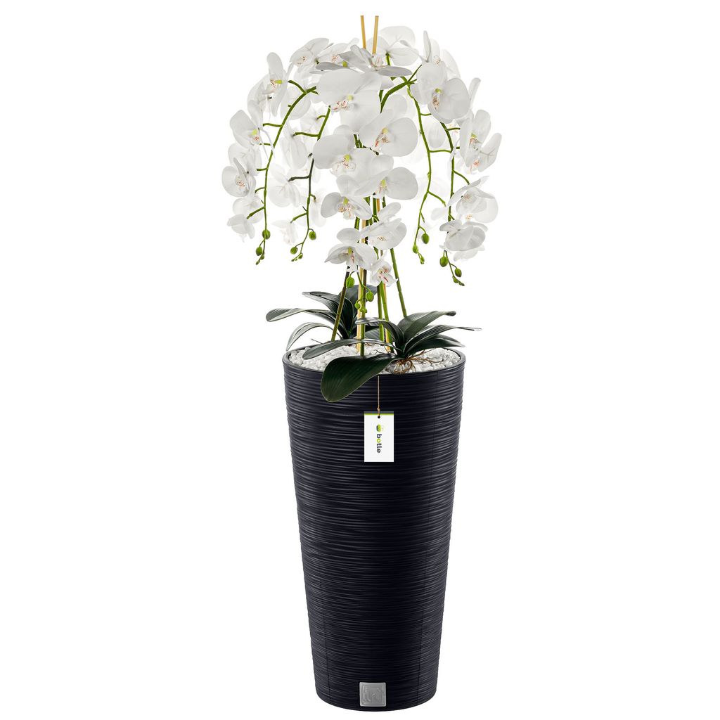 Künstliche Orchidee Kaskaden Blumenstrauß Weiß im Topf Produktbild 