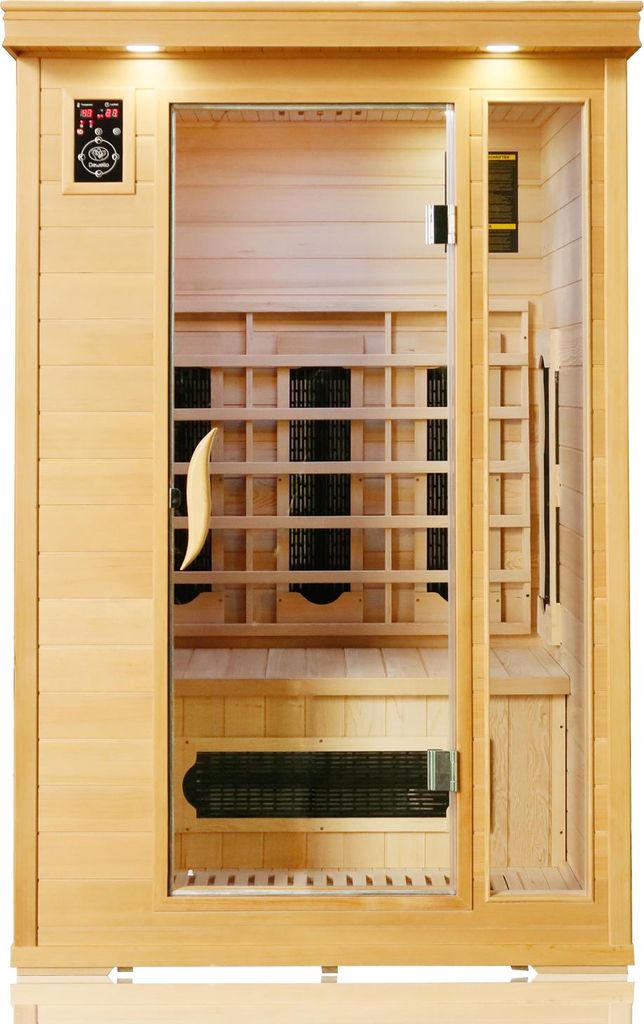Dewello Infrarotkabine Infrarotsauna WINDSOR 120cm x 100cm inkl. 5 Keramikstrahler, Bodenstrahler und Zubehör, 1 Person
