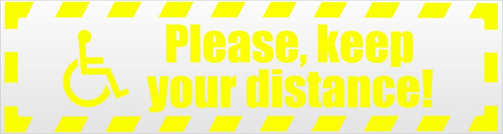 Please Keep Your Distance gestreift Magnetschild Schild magnetisch - 60cm Neongelb - Magnetfolie für Auto PKW Kfz