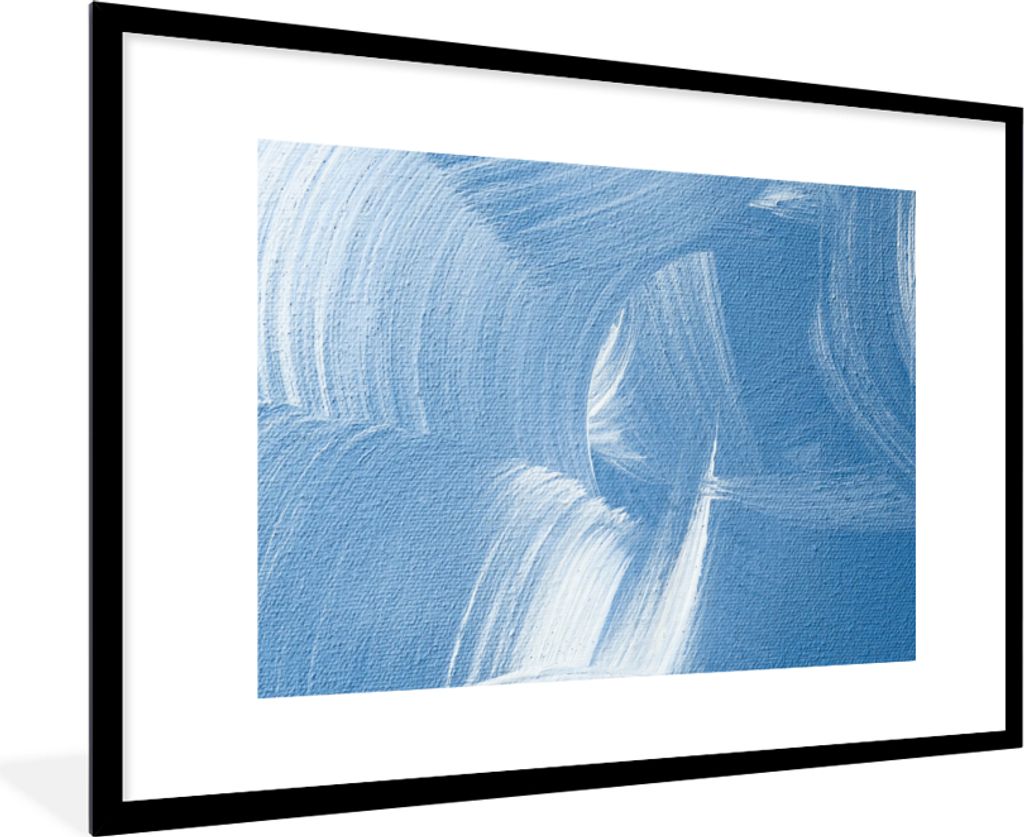 MuchoWow Gerahmtes Poster Acrylfarbe - Blau - Design 90x60 cm - Poster mit Schwarzem Bilderrahmen Wandposter Rahmen Foto Bilder - Wanddekoration ...