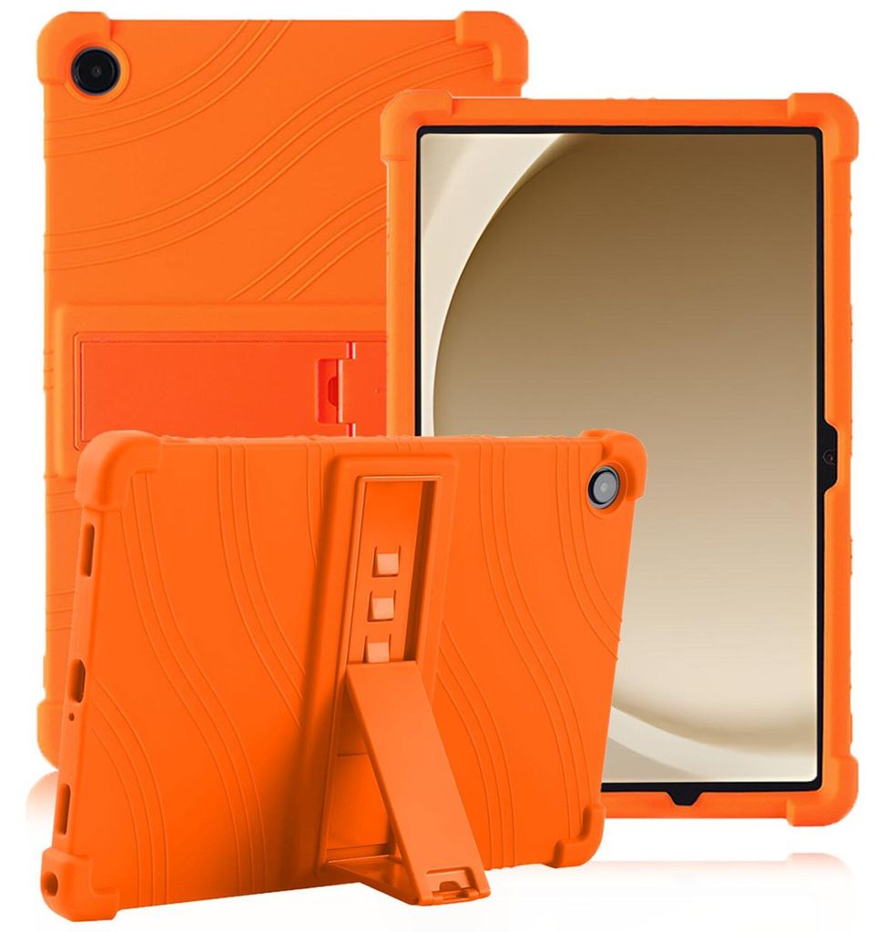 Tablet Hülle für Samsung Galaxy Tab A11 Plus/ A11+ 11", Stoßfeste Weiches Silikon Schutzhülle mit Standfunktion Orange