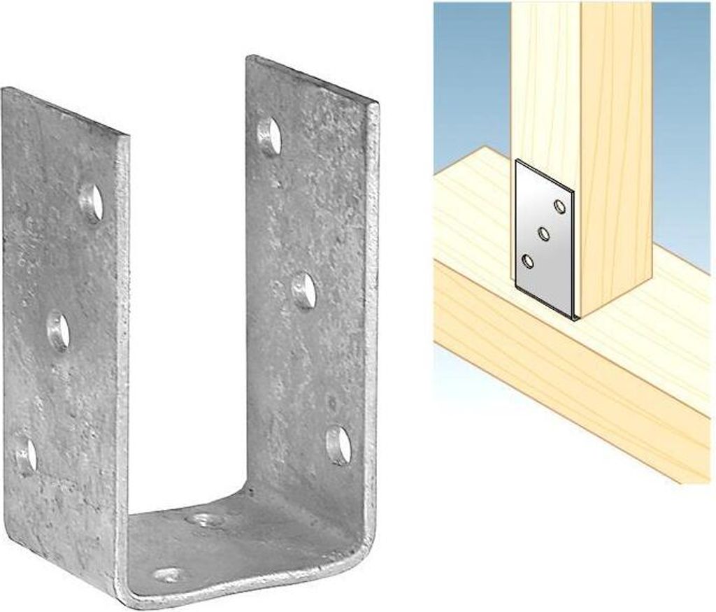 Domax Pfostenträger 90x60x125mm aus 4mm Stahl, Produktbild