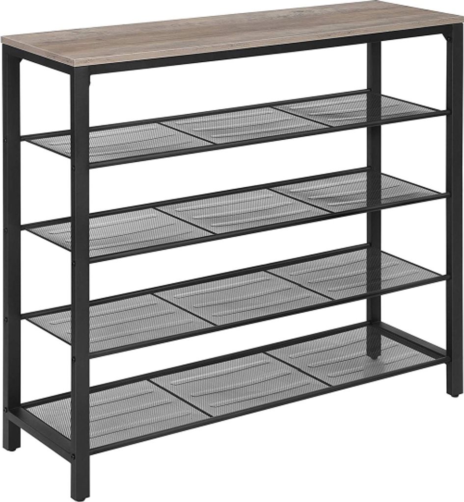 VASAGLE Botník se 4mi policemi industriální 100x30x92,5cm Obrázek produktu 