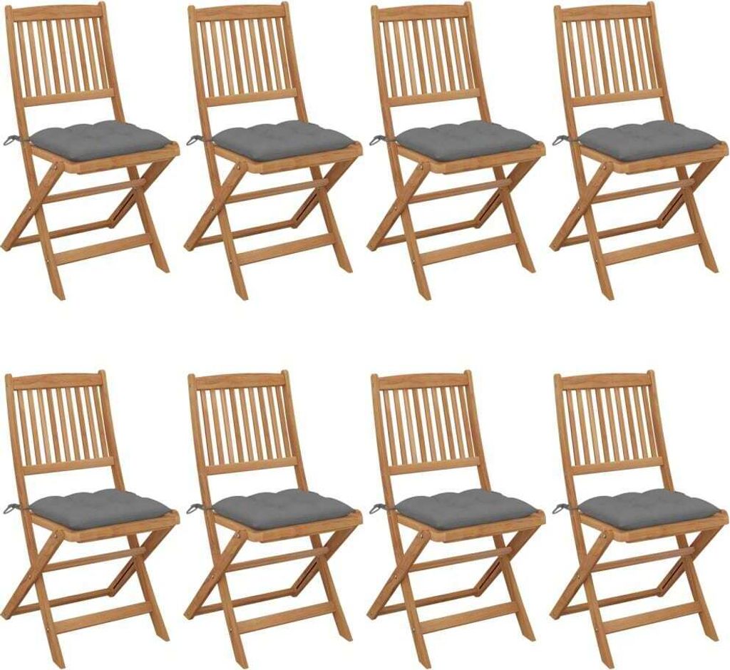 "2026 Promotion" Klappbare Gartenstühle 8 Stk. - Hohe Qualität - mit Kissen Massivholz Akazie - Gartenstühle CC3994