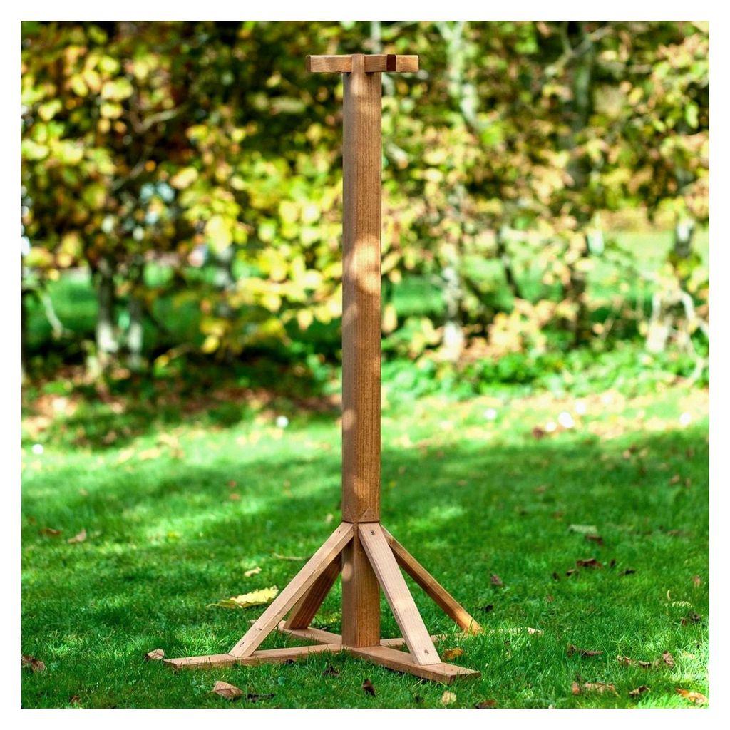 Vogelhausständer aus massivem Holz, für große Vogelhäuser, wetterfest, stabiler Standfuß, mit Bodenankern