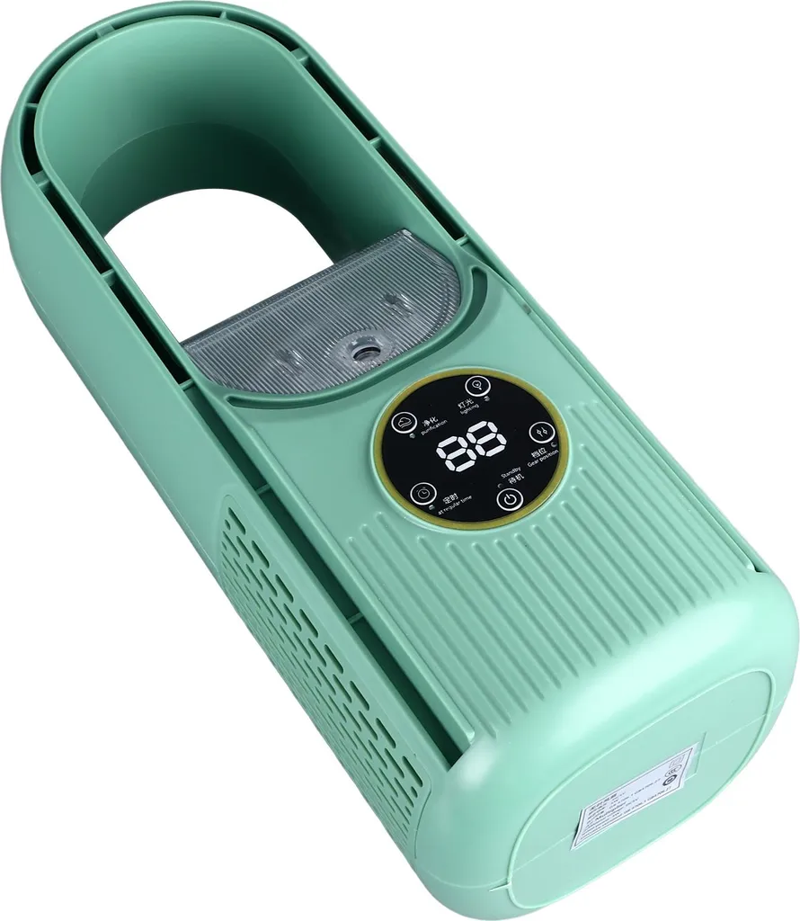 Ventilateur sans pales sécurisé et silencieux pour chambre avec minuteur vert