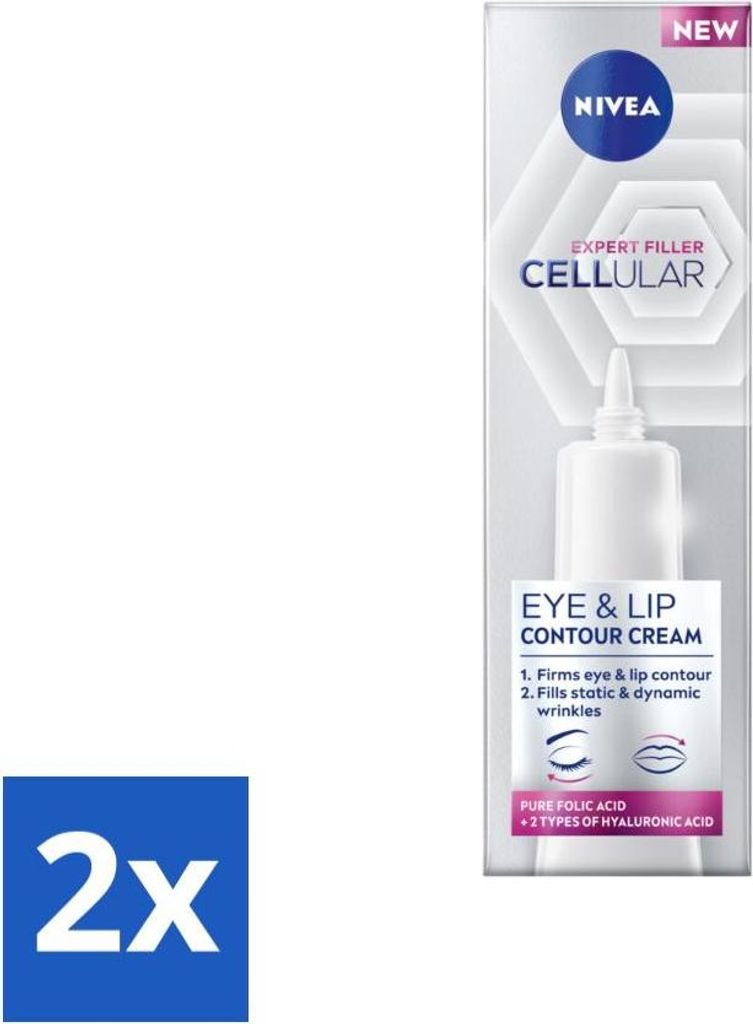 NIVEA – Augencreme – CELLular Expert Filler Anti-Aging – Für alternde Haut – Mit Hyaluronsäure & reiner Folsäure – 15 ml - Vorteilspac...