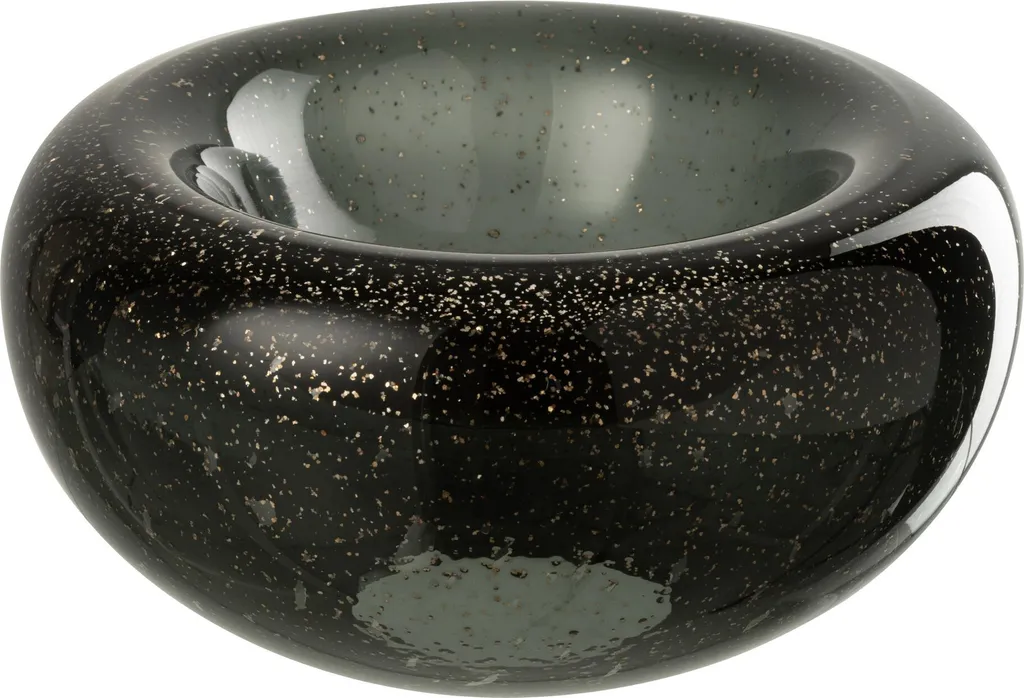 Coupe décorative ronde J-Line Carol en verre noir pour salon moderne
