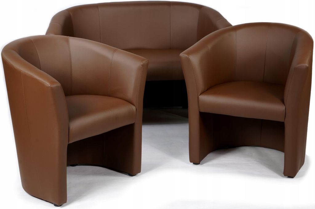 Couchgarnitur - Sofa Set - Braun - Kunstleder - 2 Sitzer Sofa - 2 Sessel - Sitzmöbel - Fleckenbeständig - CAFE