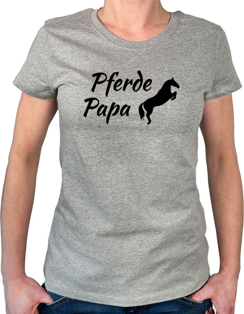 Huuraa Damen T-Shirt Pferdepapa Silhouette S Sport Grey Bio Baumwolle Fairtrade Damenshirt Geschenkidee