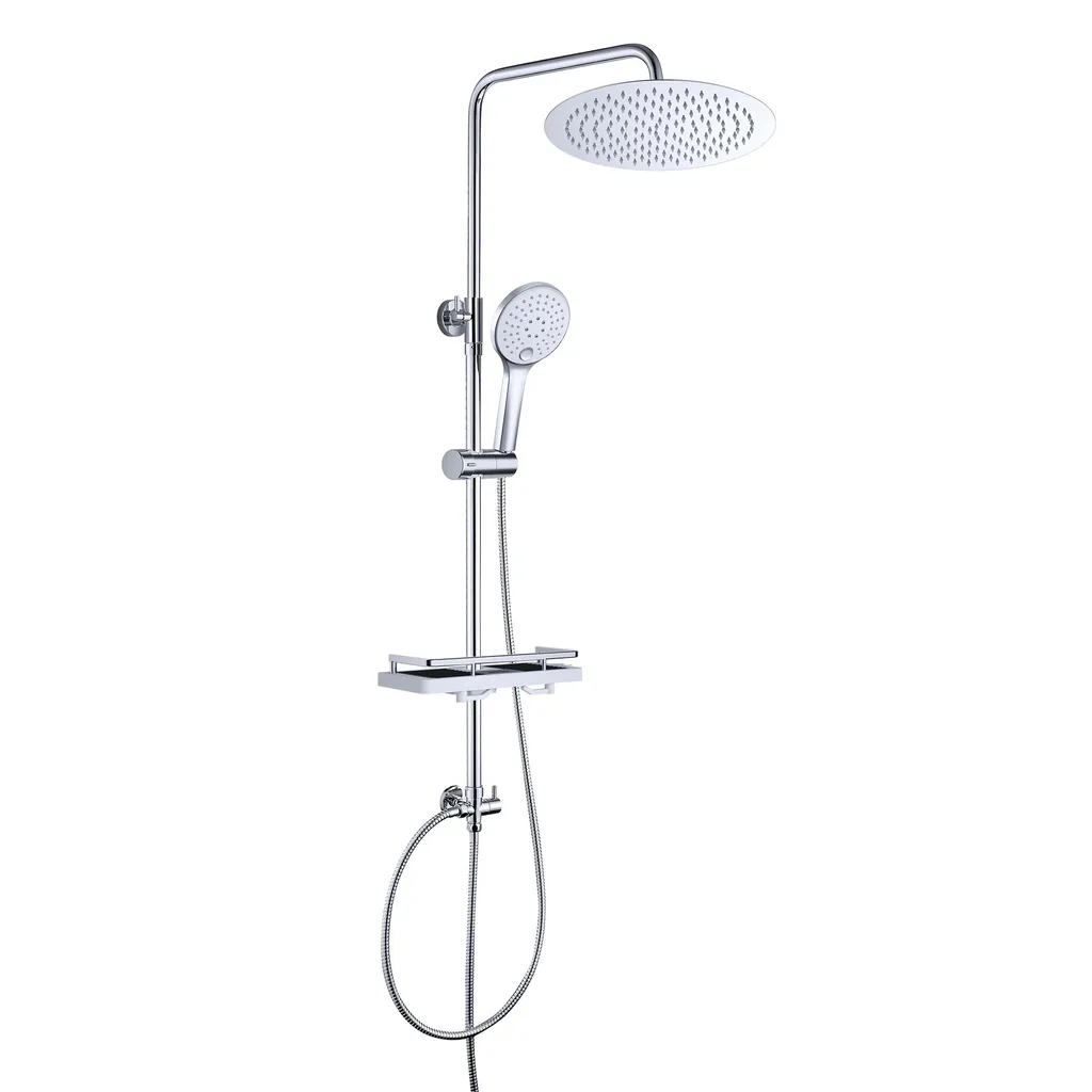 JOHO Set Doccia Pioggia Acciaio Inox con Mensola - Colonna Senza Rubinetto
