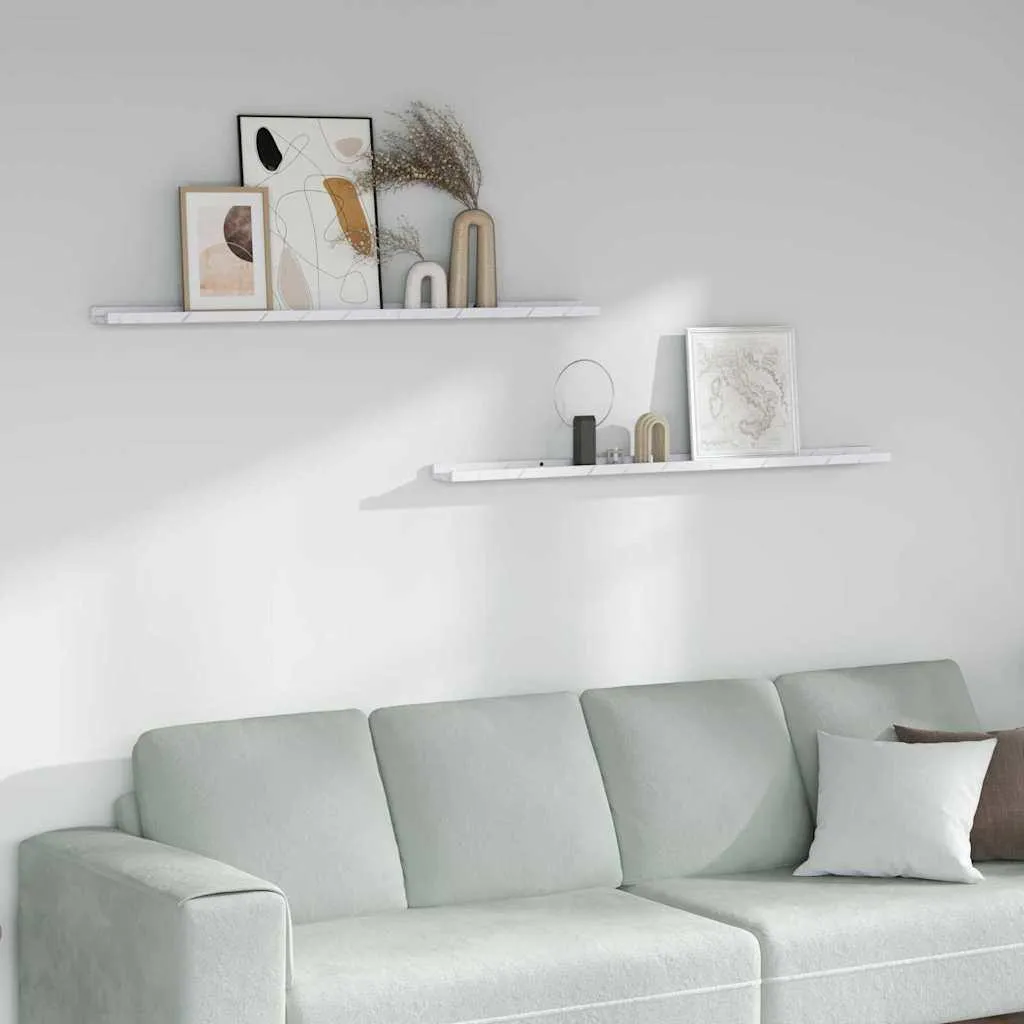 Coppia Mensole Parete 115cm Maison Exclusive Marmo Bianco Legno