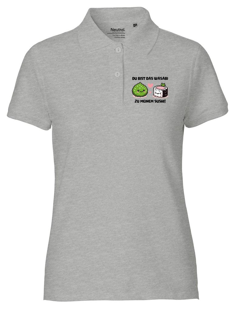 Huuraa Damen Polo Shirt Bist das Wasabi zu meinem Sushi L Sport Grey Bio Baumwolle Fairtrade Poloshirt Geschenkidee