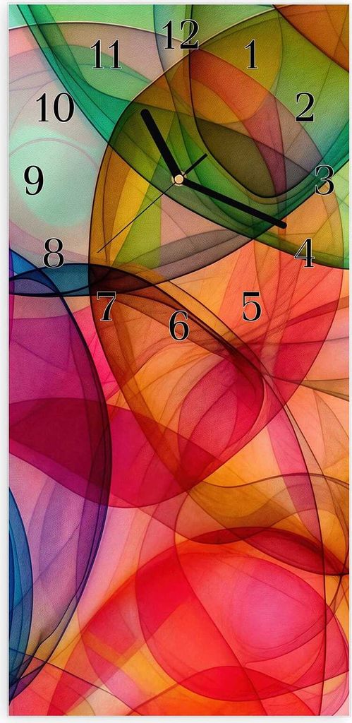 Wanduhr aus Glas mit Motiv Farbenpracht- 30 x 60 cm - inkl. Aufhängesystem