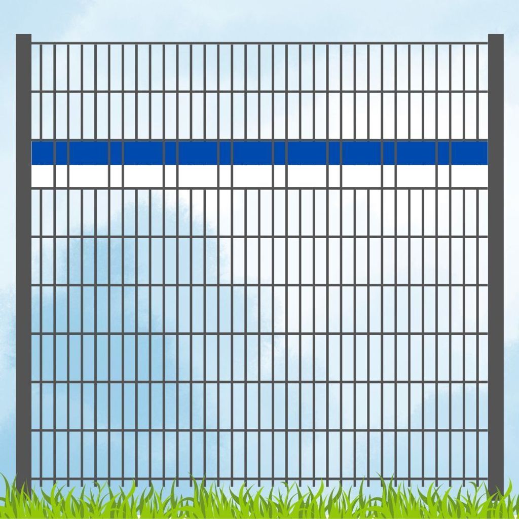 Sichtschutzstreifen in Vereinsfarben - Set BLAU-WEISS Akzentstreifen