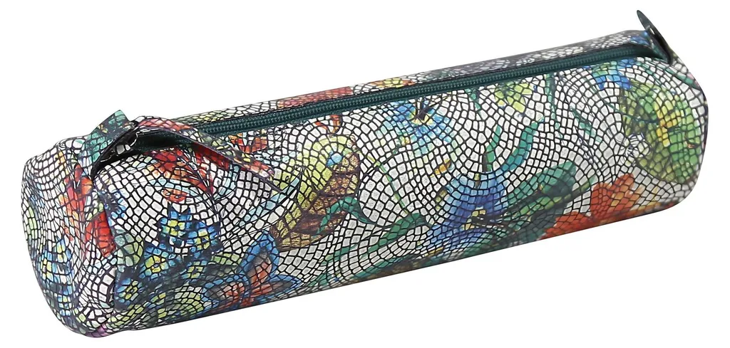 Clairefontaine Céleste Trousse Ronde Ø5,5x22 cm en Cuir d'Agneau Irisé