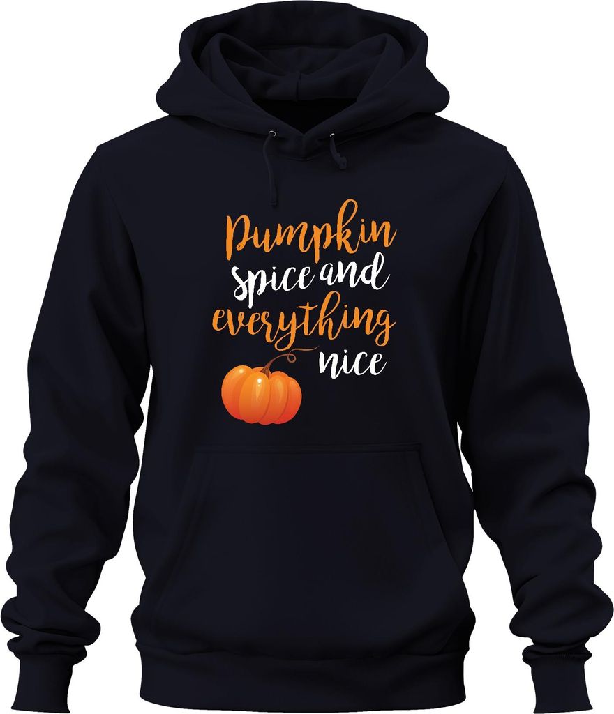 Pumpkin spice and everything nice Herbst Kürbis Halloween süß Uni Hoodie Kapuzenpullover, Navy, L