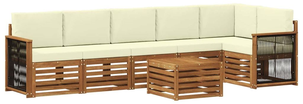 vidaXL Ecksofa Set mit Kissen 6 pcs Natur und Creme